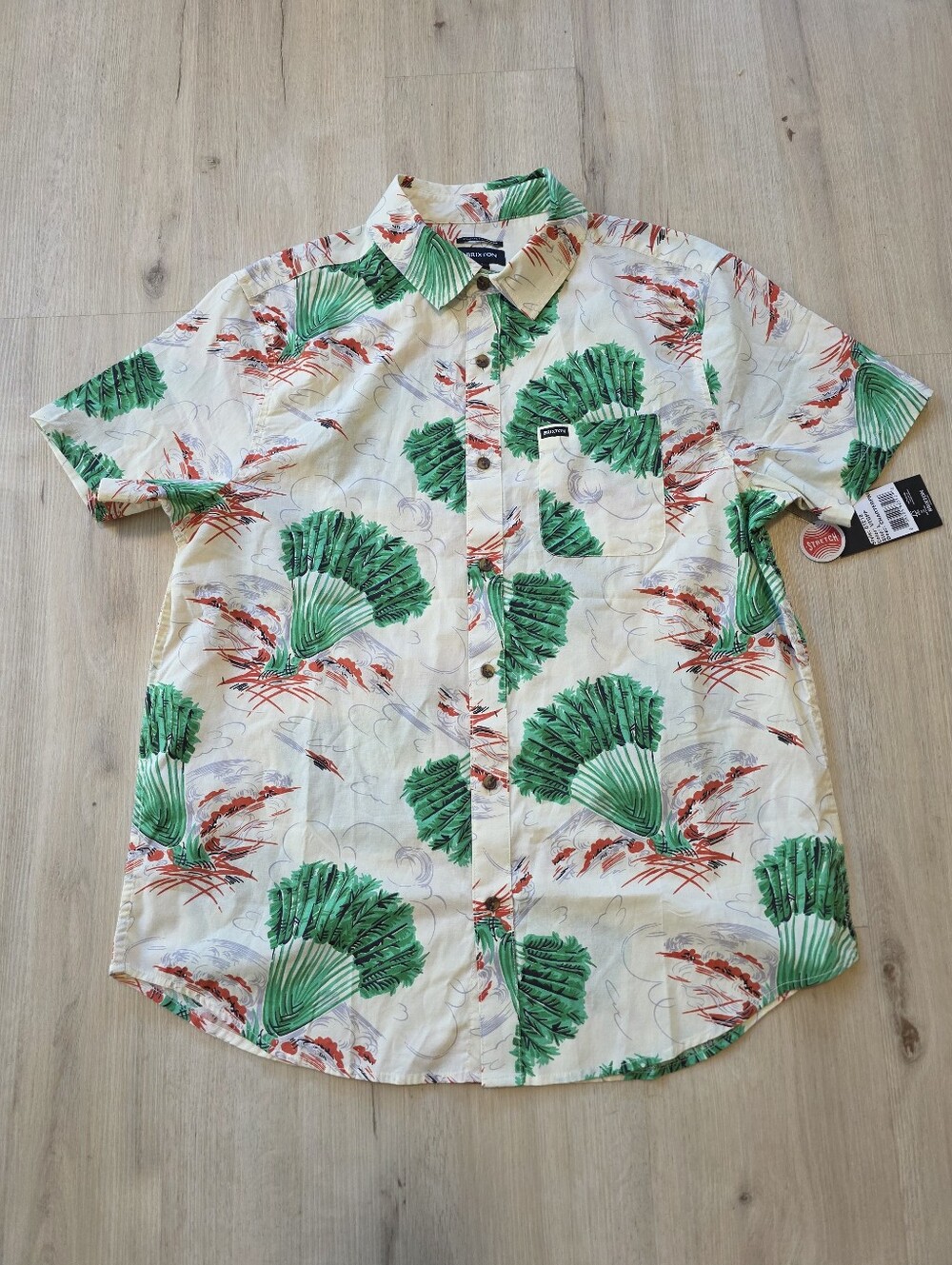 Brixton Short Sleeve Charter Print Shirt Men's Size L